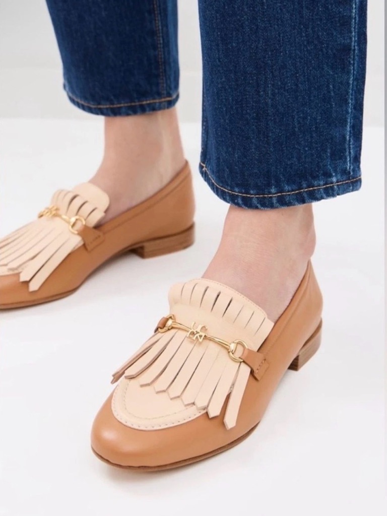 Ulla Johnson Tan And Cream Sierra Front Fringe Loafers